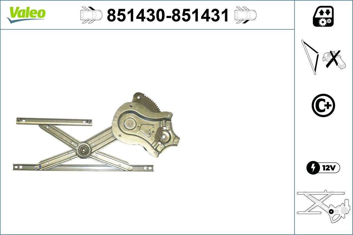 Mecanism actionare geam 851430 VALEO